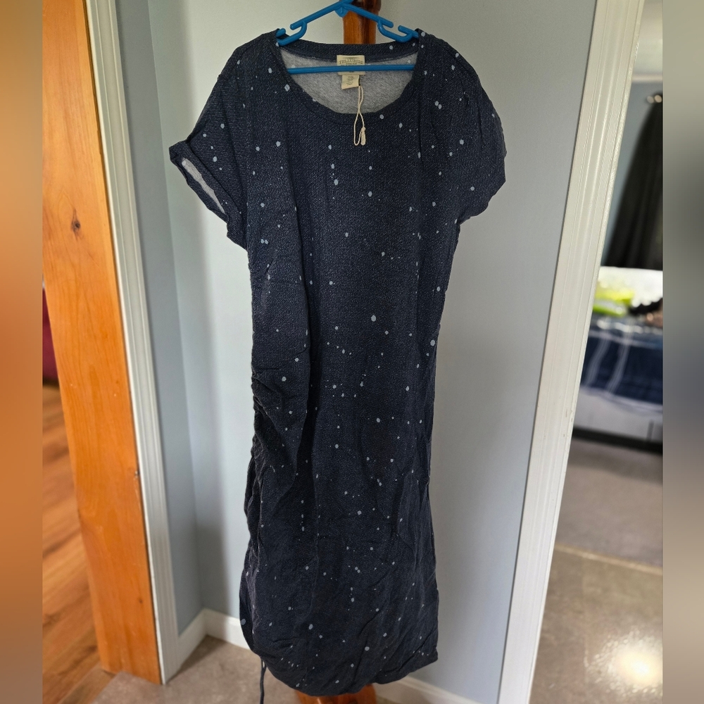 Casual Blue Midi Dress with Crew Neck and Raglan Sleeves